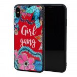 Wholesale iPhone Xs Max Design Tempered Glass Hybrid Case (Girl Gang)